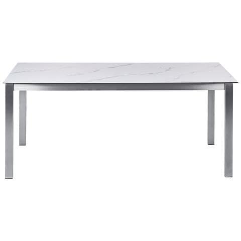 Tavolo Da Giardino Vetro Temperato Effetto Marmo E Acciaio Inox Argento 180 X 90 Cm Cosoleto - Foto 6