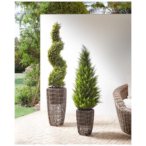 Set Di 2 Vasi Per Piante Chelone Rattan Sintetico 26/34 Cm Marrone - Foto 9