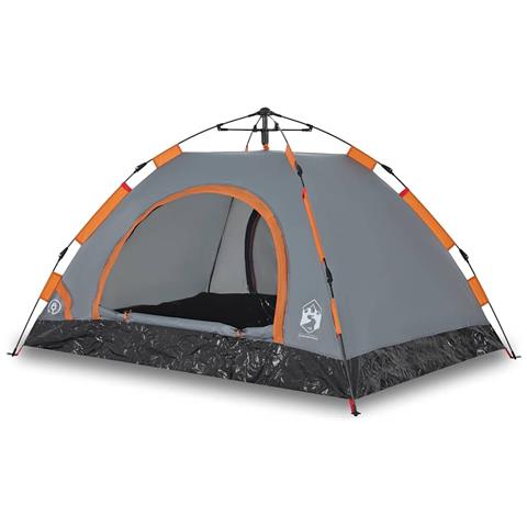 Tenda Campeggio 3 Persone Grigio e Arancione a Rilascio Rapido - Foto 1