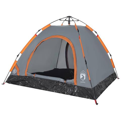 Tenda Campeggio 3 Persone Grigio e Arancione a Rilascio Rapido - Foto 10