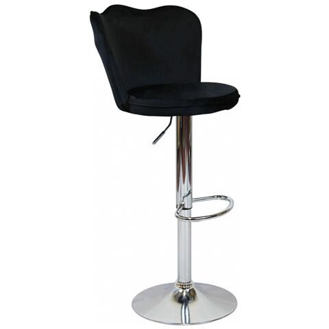 Sgabello Da Interno Regolabile In Altezza Con Struttura In Metallo E Seduta In Velluto Dream - Black - Foto 1