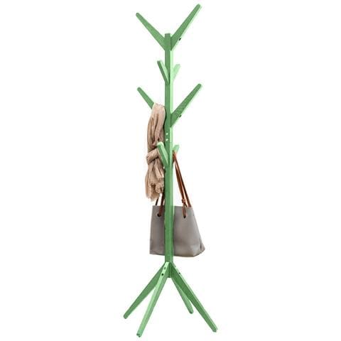 Attaccapanni Appendiabiti A Piantana In Legno Di Pino 8 Ganci Verde 58x58x175cm - Foto 1