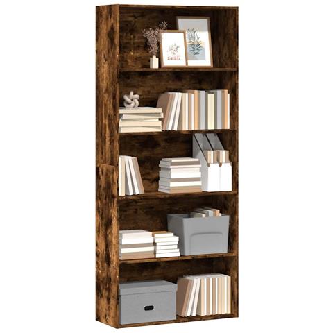 Libreria Rovere Fumo 80x30x189 Cm In Legno Multistrato - Foto 3