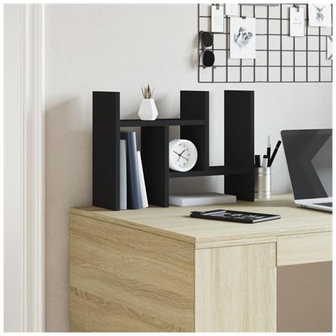 Organizer Scrivania Nero 34,5x15,5x35,5 Cm In Legno Multistrato - Foto 3