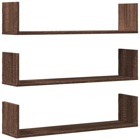 Mensole A Parete 3pz Rovere Marrone 80x18x18 Cm In Truciolato - Foto 2