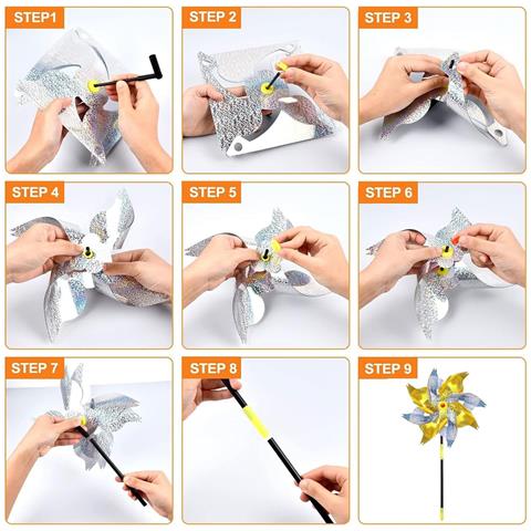 Mulino A Vento Repellente Per Uccelli 10 Pezzi 52 Cm - Foto 5