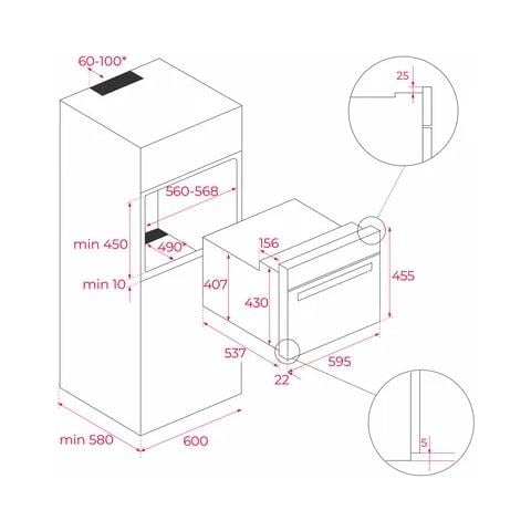 Forno Elettrico da Incasso 111230009 Capacità 44 L Multifunzione Ventilato Cottura Vapore Colore Nero - Foto 7