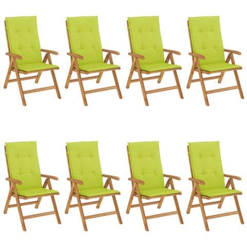 Sedie da Giardino Reclinabili con Cuscini 8 pz in Legno di Teak - Foto 1