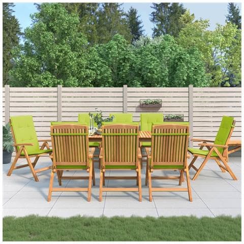 Sedie da Giardino Reclinabili con Cuscini 8 pz in Legno di Teak - Foto 2
