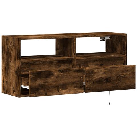 Mobile TV a Parete con Luci LED Rovere Fumo 100x31x45 cm - Foto 2