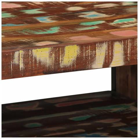 Tavolino Salotto Multicolore 70x50x38cm Legno Massello Recupero - Foto 2