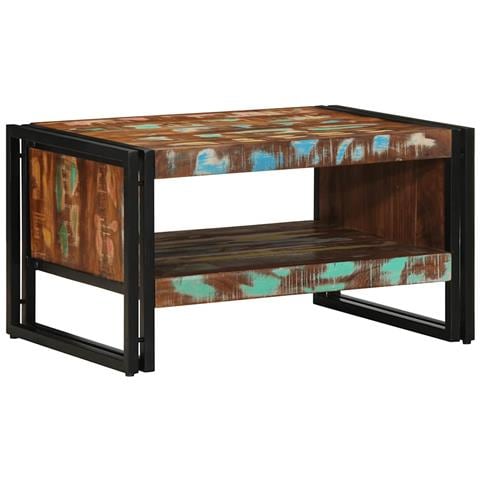 Tavolino Salotto Multicolore 70x50x38cm Legno Massello Recupero - Foto 1