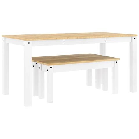 Set Da Pranzo 3 Pz Panama Bianco In Legno Massello Di Pino - Foto 2