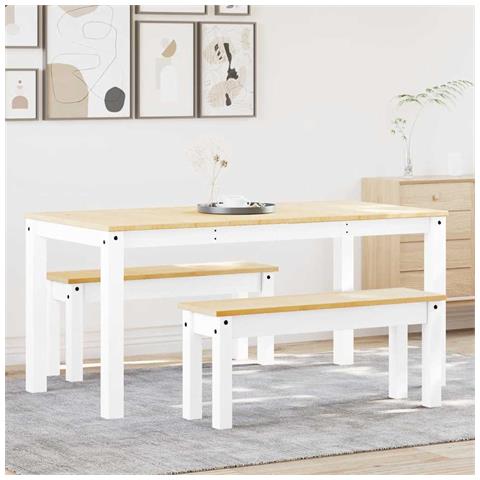 Set Da Pranzo 3 Pz Panama Bianco In Legno Massello Di Pino - Foto 3