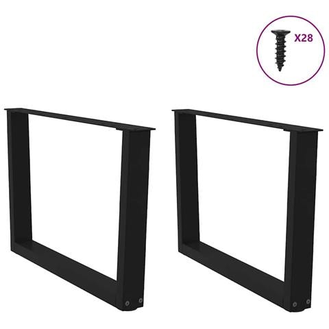 Gambe Per Tavolo Da Pranzo A V 2 Pz Nero 70x(42-43,3)cm Acciaio - Foto 3