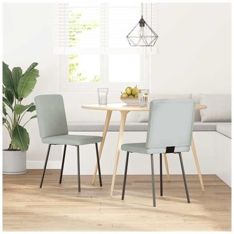 Sedie Da Pranzo 2 Pz Grigio Chiaro In Velluto - Foto 1