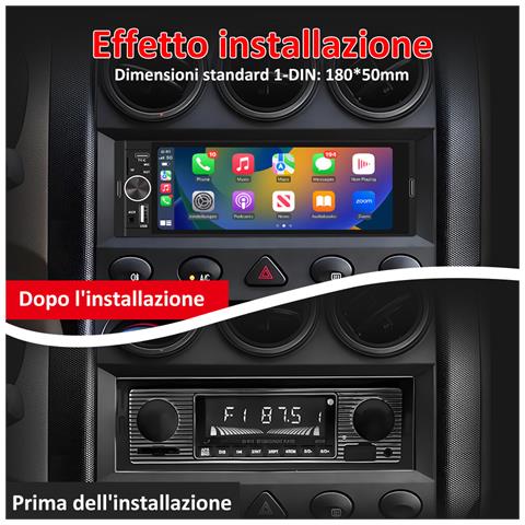 Autoradio 1 Din Con Airplay, Mirrorlink, Bluetooth, Radio Digitale E Schermo Touch 6,36"" + Telecamera Posteriore Gratis! - Foto 1