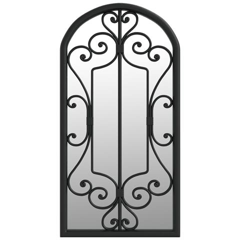 Lusso Casadino -  Specchio Da Giardino Nero 70x30 Cm In Ferro Per Uso Esterno - Foto 1