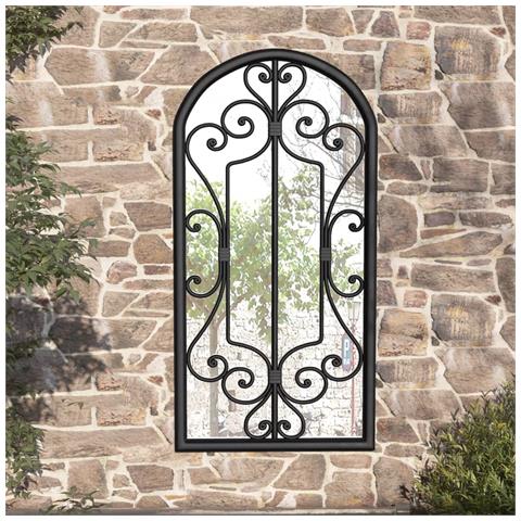 Lusso Casadino -  Specchio Da Giardino Nero 70x30 Cm In Ferro Per Uso Esterno - Foto 6