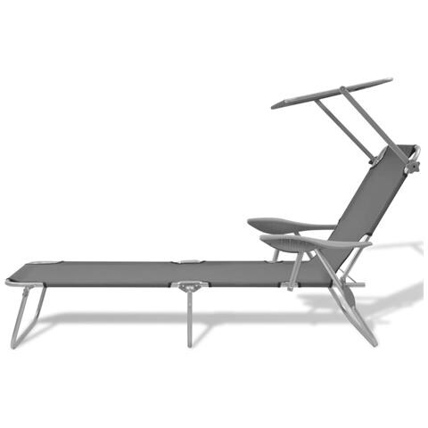 Lettino Prendisole Con Baldacchino In Acciaio Grigio - Foto 1