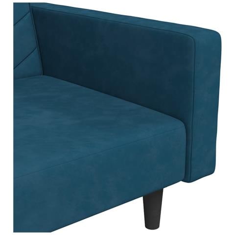 Divano Letto a 2 Posti con 2 Cuscini Blu in Velluto - Foto 9