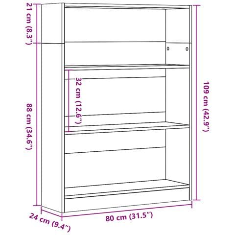 Libreria Legno Antico 80x24x109 cm in Legno Multistrato - Foto 9