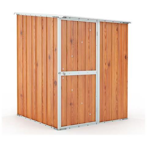Box In Acciaio Zincato Casetta Da Giardino In Lamiera 1.55 X 1.75 M X H2.02 M - 60 Kg – 2.71 Metri Quadri - Finitura Legno - Foto 1
