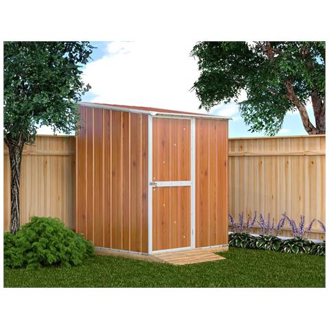 Box In Acciaio Zincato Casetta Da Giardino In Lamiera 1.55 X 1.75 M X H2.02 M - 60 Kg – 2.71 Metri Quadri - Finitura Legno - Foto 5