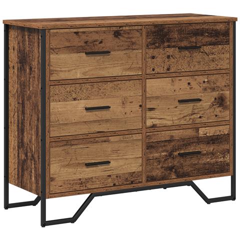 Cassettiera Legno Vecchio 91x35.5x74.5 cm Legno Ingegnerizzato - Foto 1