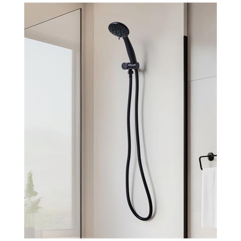 Kit Doccia Con Soffione E Flessibile Macay 3 Funzioni Nero - Foto 1