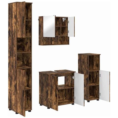 Set di mobili per il bagno 4 pcs Rovere fumo 61 x 35 x 64 cm - Foto 1