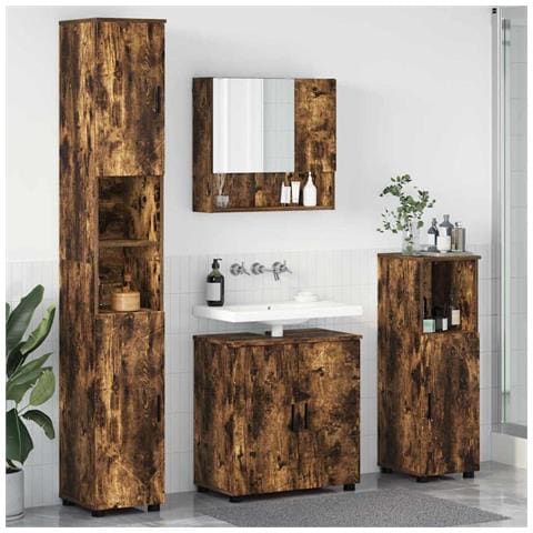 Set di mobili per il bagno 4 pcs Rovere fumo 61 x 35 x 64 cm - Foto 2