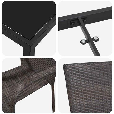 Set da Pranzo per Giardino 3 pcs Marrone Poly Rattan - Foto 9