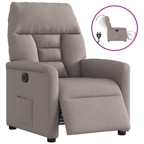 Poltrona Elettrica Reclinabile Tortora in Tessuto - Foto 1