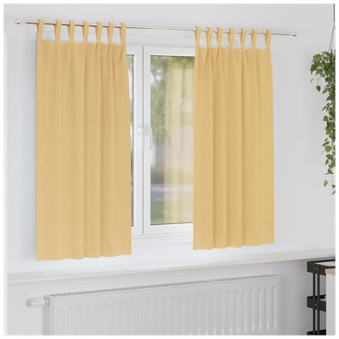 Tende con tende 2 pcs Beige Poliestere - Foto 2