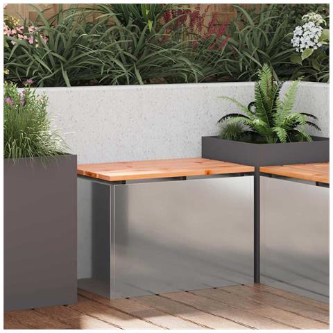 Panchina da giardino Argento 60 x 40 x 43 cm Acciaio zincato - Foto 2