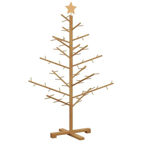 Albero di Natale in legno Marrone 125 cm Legno di pino massello - Foto 1
