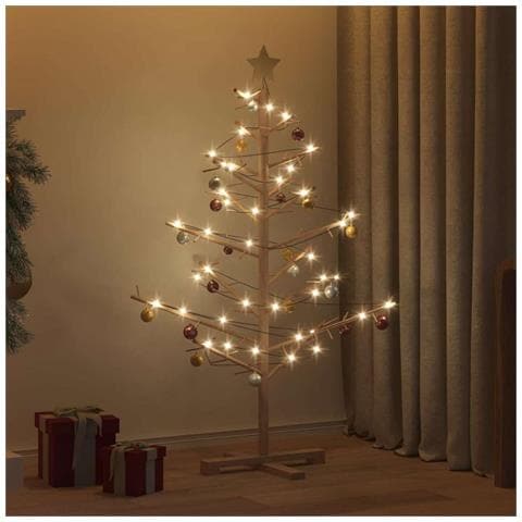 Albero di Natale in legno Marrone 125 cm Legno di pino massello - Foto 2