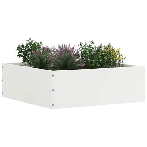 Bordura per Prato 6 pcs Bianco 40 x 40 x 13 cm Acciaio - Foto 2