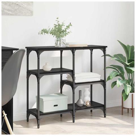 con lo scaffale Rovere nero 80 x 29 x 75 cm Legno multistrato - Foto 2