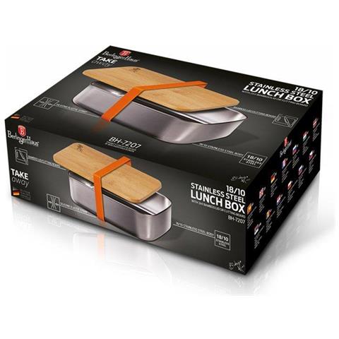 BH-7207 Pratico contenitore per il pranzo in acciaio verniciato con coperchio in bambù - Foto 4