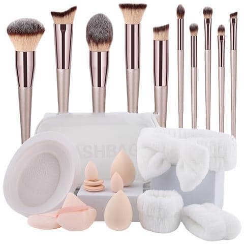 Set Di 10 Pennelli Trucco & Spugnette Beauty Blender - Kit Completo Di Strumenti Cosmetici - Foto 1