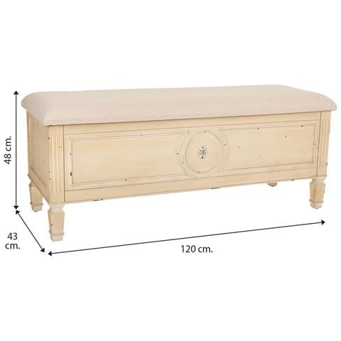 Sgabello Beige In Legno E Imbottita 120x43x48h - Foto 8