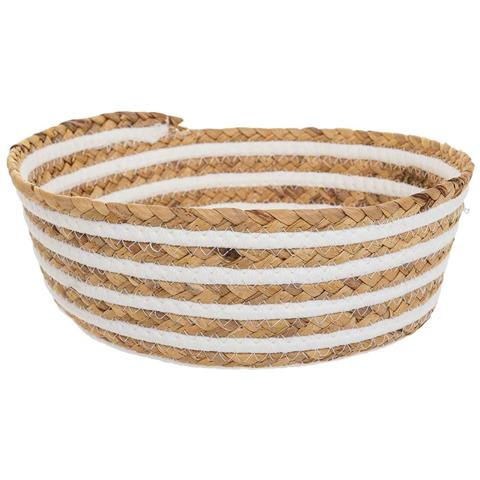 Cesto Fibra Naturale Cotone Bianco E Marrone D35x14 - Foto 1