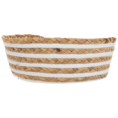 Cesto Fibra Naturale Cotone Bianco E Marrone D35x14 - Foto 2