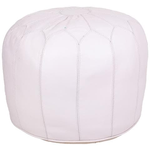 Pouf In Pelle Bianca 48x48x38h - Foto 1