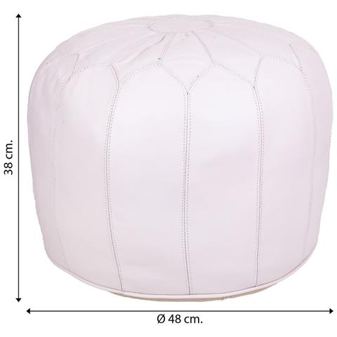 Pouf In Pelle Bianca 48x48x38h - Foto 6
