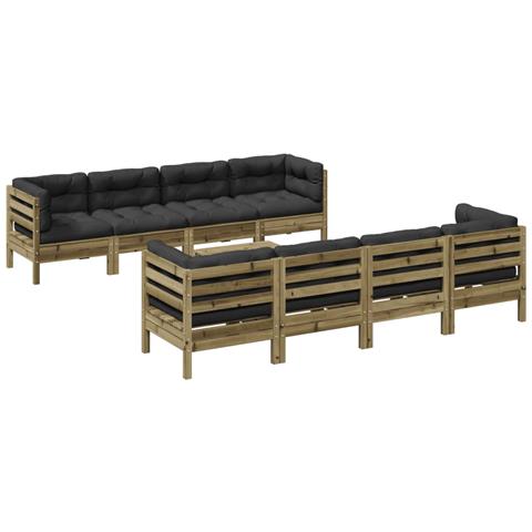 Set Divani da Giardino 9pz con Cuscini Legno Impregnato di Pino - Foto 1