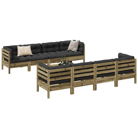 Set Divani da Giardino 9pz con Cuscini Legno Impregnato di Pino - Foto 2
