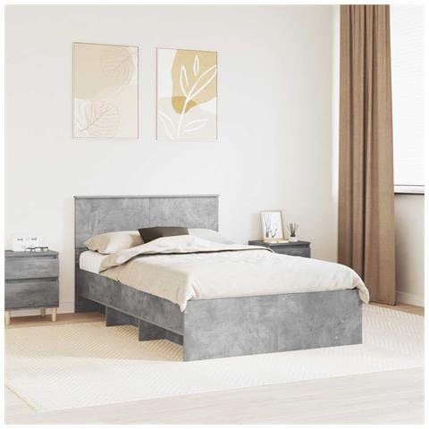 Struttura del letto con testiera Grigio cemento 137 x 203 cm - Foto 2